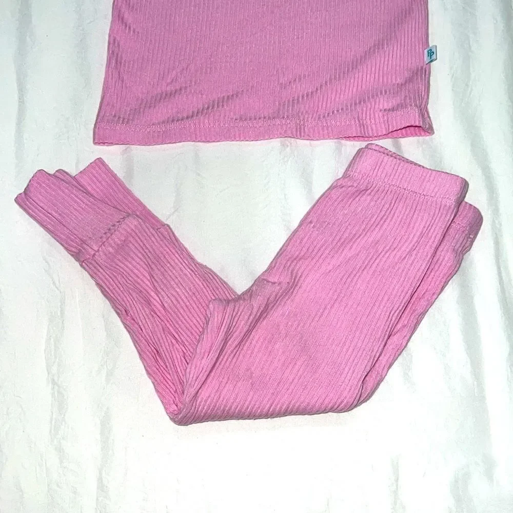 POSH PEANUT PINK RIBBED CLASSIC PJ SET 12/18M
